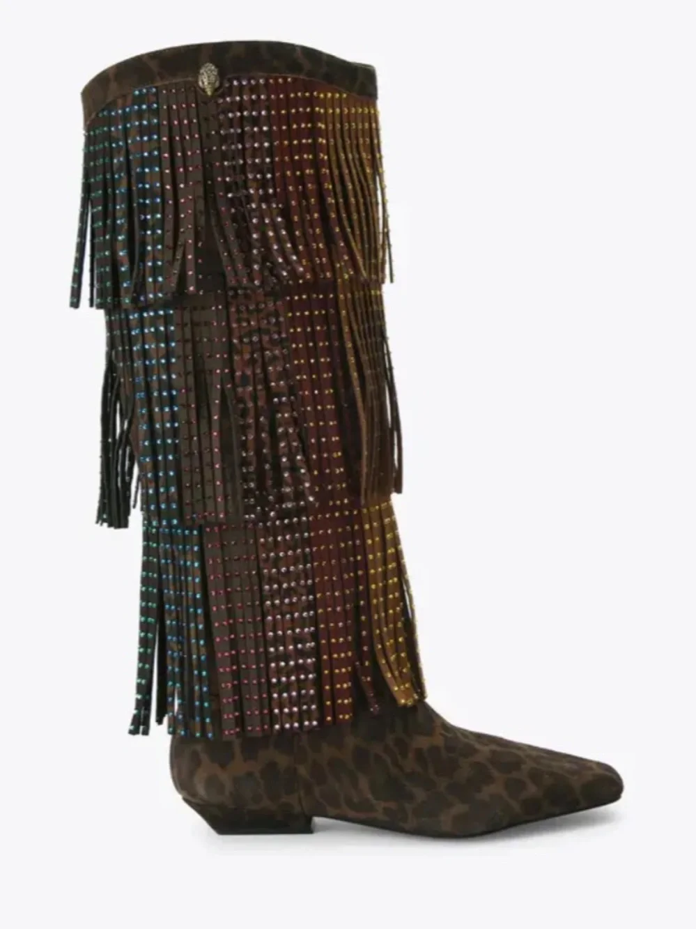 Kurt Geiger London Western Fringe Boot with Multicolor Stud NEW Size 38